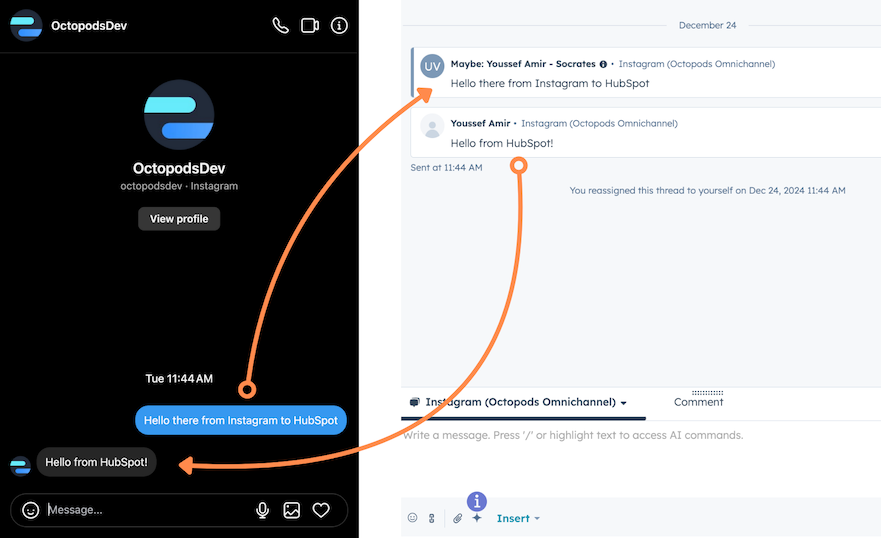 Instagram messages in HubSpot Inbox
