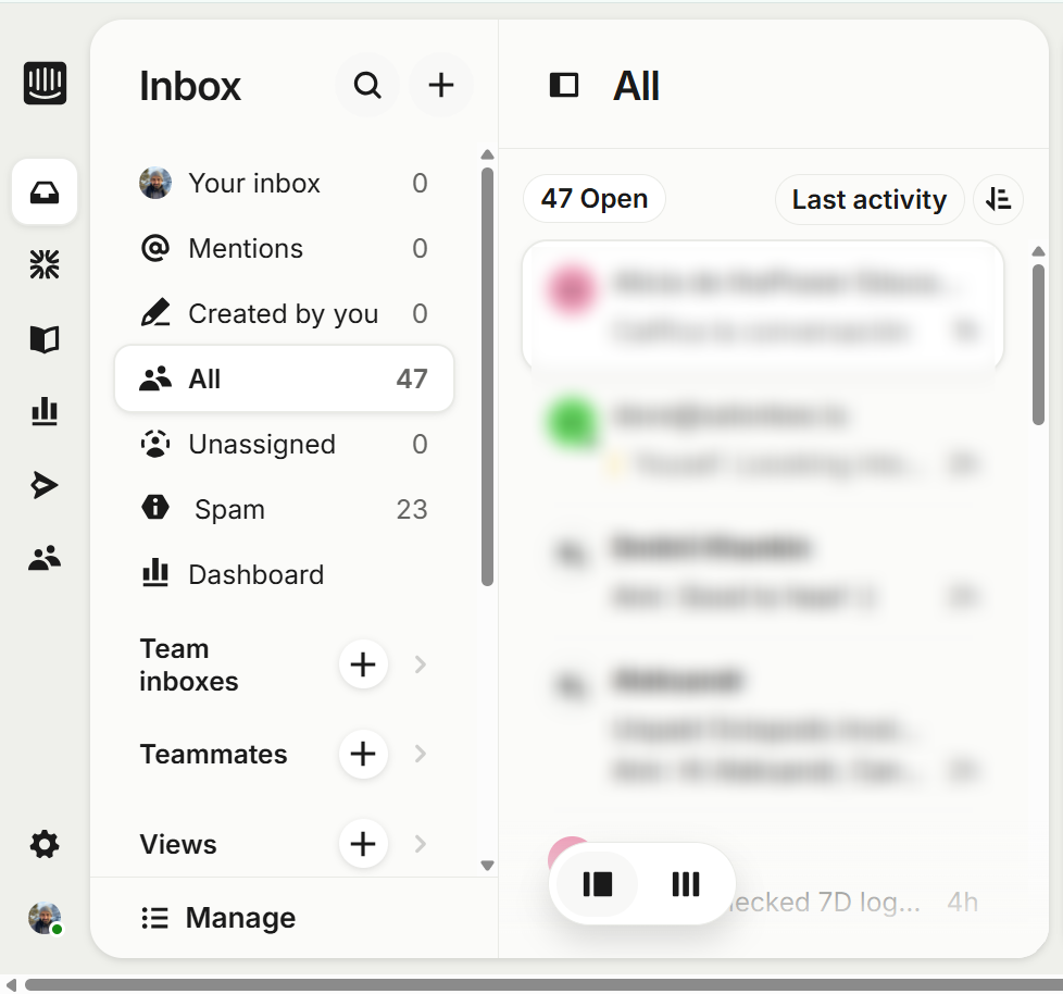 Intercom Inbox Interface