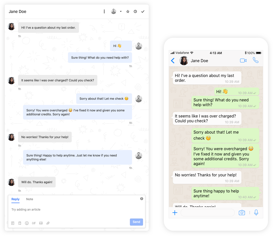 Product screenshot showing the Intercom Instagram integration in action
