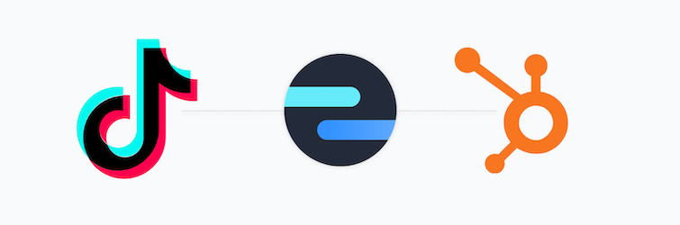 TikTok icon connected to HubSpot icon via Octopods icon