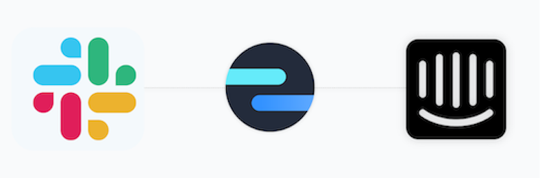 Slack icon connected to Intercom icon via Octopods icon