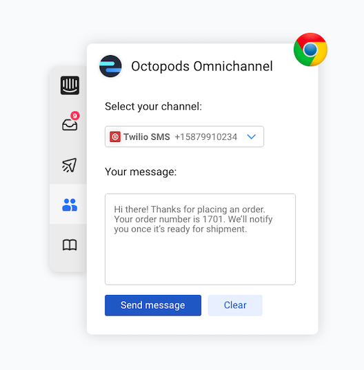 Web browser extension for the Octopods proactive messaging feature